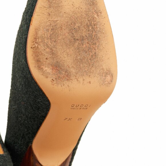 Gucci Tom Ford Era Green Wool Pointed-Toe Heels - Picture 5 of 9